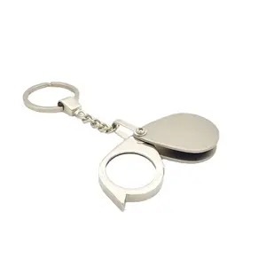 Logo Custom Portable Pocket Reading Magnifier 10X Folding with Metal jewelry Key chains Handheld mini magnifying glass keychain