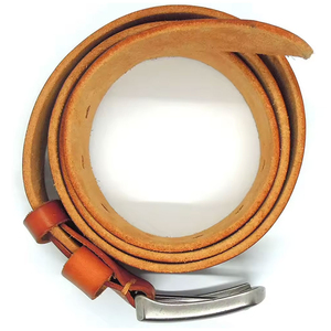 เข็มขัดหนังสำหรับผู้ชายชุดเดรสเข็มขัดหนังสีทึบ - Product Image 4