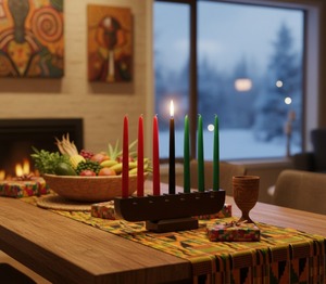 Juego Completo de Kwanzaa de 10 Piezas, Siete Velas, Copa de Comunión de Madera, 10 Piezas, Juego Completo de Celebración de Kwanzaa con Kinara y Velas - Product Image 1