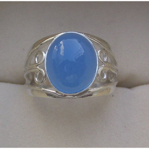 Bague Shah Gems pour femme en calcédoine bleue naturelle, argent sterling 925, sertie de pierres précieuses, idéale pour un cadeau - Product Image 1