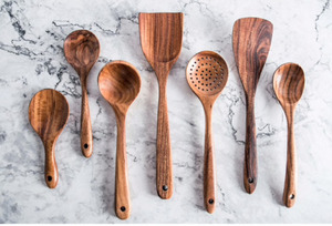 Juego de utensilios de cocina de madera Cucharas de madera Espátula para cocinar Diseño de vasija elegante para uso doméstico Cuchara de servicio de paleta de madera por FWE - Product Image 2