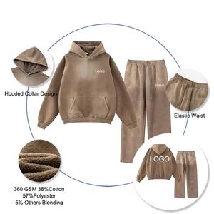 ชุดสเวตเชิ้ตขนแกะมีฮู้ดชุดสตรีทแบบมีหมวกสำหรับฤดูหนาวเสื้อสเวตเตอร์แบบสตรีทระบายอากาศได้360gsm ออกแบบได้ตามต้องการ - Product Image 6