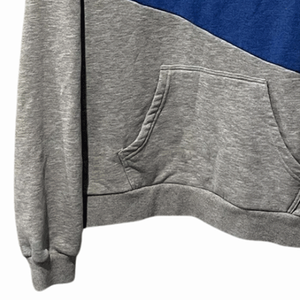 Sudadera con capucha de bloque de color azul y gris para mujer, sudadera de lana de algodón transpirable, ropa de calle estampada con bolsillo de canguro para invierno - Product Image 5