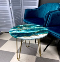 Table basse moderne portable en résine époxy ultra transparente de haute qualité, éco-responsable, avec structure en acier, revêtement 3D pour mobilier de maison