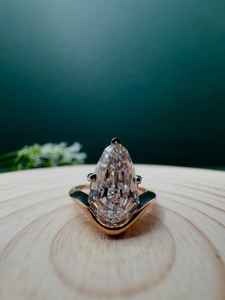 Bague en or rose 10K avec diamant de laboratoire taille poire 1,52 carat, certifiée IGI, tendance, de luxe, pour mariage ou fiançailles - Product Image 2