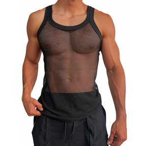 Nuevo estilo sólido hombres malla Singlets transpirable sin mangas ecológico secado rápido gimnasio Fitness camisetas sin mangas al por mayor - Product Image 2