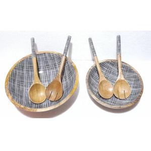 Premium Quality Wooden Bowl With Enamel Printed Design <b>Kitchen</b> Decoration Logo Wooden Bowl & Spoon Set At Best Price - Product Image 4