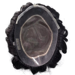 Peluca de tupé de cabello humano mono de calidad premium de Bangladesh con cuerpo natural y prótesis de estilos de ondas profundas - Product Image 1