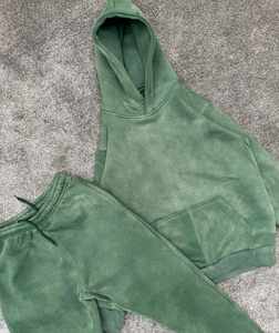 Customizable Vintage 100% Cotton Men's Tracksuit New Arrival Acid Wash Hoodie <b>Sweatpants</b> <b>Set</b> Plain Blank for Winter - Product Image 2
