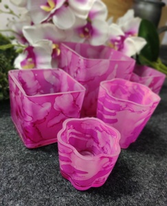 Luxury Handmade Dark Pink Marbleized Fancy Mouth Blown Glass <b>Candle</b> Globe Modern <b>Small</b> Decorative Multi-Purpose for Christmas - Product Image 6