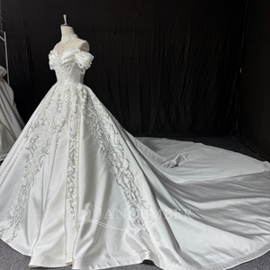 Robe de mariée de luxe en satin Jancember MN295, col haut, robe de mariée perlée, robe de bal, Vestido De Novia, <span class=keywords><strong>mariage</strong></span> royal - Product Image 3