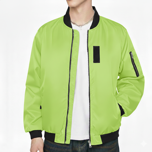 Chaqueta Bomber para Hombre, Cuello Acanalado, Cierre de Cremallera, Alta Calidad, OEM - Product Image 4