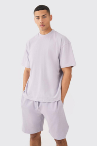 Street Wear Shorts y conjuntos de camisetas 100% algodón logotipo personalizado Oversized Boxy Twin Set para hombres - Product Image 6