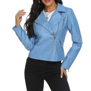 Chaqueta de cuero transpirable de moda para mujer con cuello levantado MOQ bajo Venta directa de fábrica - Product Image 3