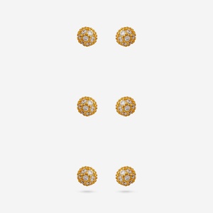Pendientes de Plata 92.5 con Diamantes y Perlas, Bañados en Oro, con Diseños de Bola, Flecha, Corazón y Geométricos, Estilos Modernos para Compromiso, Boda y Fiesta 188457 - Product Image 1