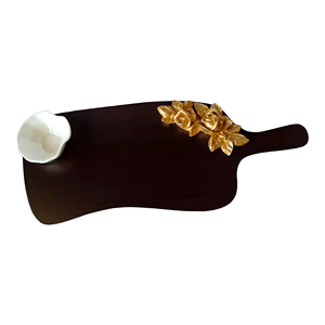 Plateau de service en bois à motif floral décoratif de haute qualité avec poignée disponible au prix de gros - Product Image 6