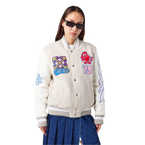 Chaqueta Universitaria Personalizada con Logotipo, Chaqueta Universitaria de Alta Calidad para Mujer, Bordada, con Mangas de Cuero para Invierno - Product Image 3