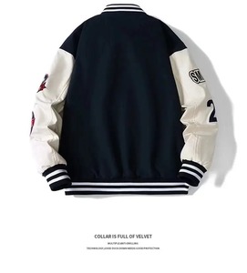 Blouson bombardier de baseball pour hommes blouson d'hiver à col montant en cuir vierge avec broderie d'appliques veste d'hiver pour garçons vente en gros - Product Image 4