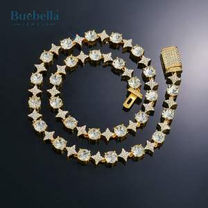 Gran oferta, collar de estrella cuadrangular helada de 8mm para hombres, oro de 14K, joyería fina chapada en plata 925, collares de moissanita, collar caliente - Product Image 3