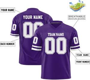 Camiseta de fútbol americano de secado rápido personalizada OEM, manga de malla de poliéster transpirable, rayas, números, logotipo del equipo, sublimación, Tallas grandes - Product Image 2