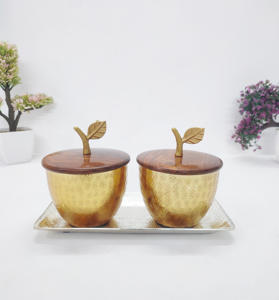 Plateau de service décoratif en émail avec bols Plateau de service de style nordique de qualité supérieure avec poignée et bol Bol de luxe moderne et design - Product Image 6