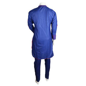 Traje de Algodón de 2 Piezas Bordado para Mujer - Azul - Product Image 2