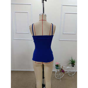 Blusa de Crepé Importada con Detalle Cruzado en la Parte Delantera para Mujer, 36933 - Azul Saks - Product Image 6