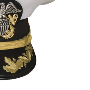 Gorra de uniforme de estilo oficial de lana personalizada, diseño plano estructurado para hombres, gorra de vestir transpirable con ala ajustable, aspecto Formal clásico - Product Image 5