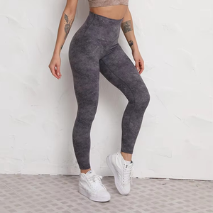 Nueva moda Tie-dye Leggings ajustados sin costuras de cintura alta Peach Hip Sports Mujeres Yoga Logotipo personalizado Spandex Poliéster - Product Image 4