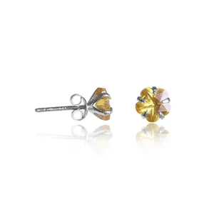 Boucles d'oreilles pendantes en or 18 carats plaqué or avec quartz et diamants, avec citrine, bijoux en argent 925 pour femmes - Product Image 4