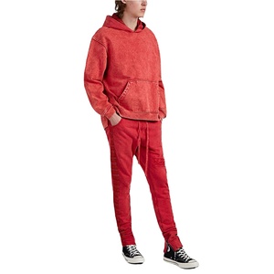 Unisex Acid Wash Crop Top & Flared <b>Sweatpants</b> <b>Set</b> with Hoodie Custom Logo Winter Tracksuit XL Size Breathable Printed Technics - Product Image 1