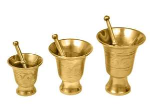 Juego de mortero y pilón de latón macizo de primera calidad para moler especias, hierbas e ingredientes ayurvédicos - Product Image 2