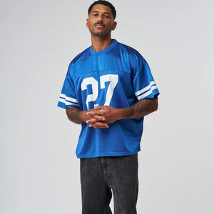 Maillot de football à col côtelé et encolure en V, coupe ample, tricoté en polyester/coton, coupe classique, manches courtes imprimées, écologique - Product Image 3