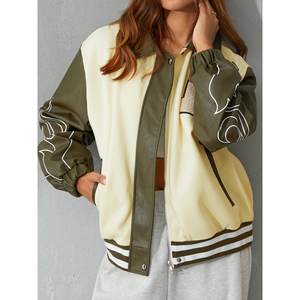 Chaqueta de moto de cuero PU acolchada de gran tamaño para mujer, abrigo de béisbol de manga larga holgado con relleno de algodón, diseño de vaca y oveja - Product Image 3