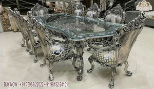 Ensemble de meubles de salle à manger de Style moderne, ensemble de Table à manger en bois artisanal à vendre, ensemble de salle à manger en métal sculpté à la main - Product Image 4