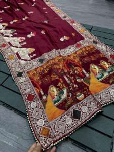 ผ้าไหมโดลาลายดอกไม้คุณภาพส่งออกสำหรับชุดงานเลี้ยงสตรี คอลเลคชั่นอินเดีย มีสินค้าในสต็อก - Product Image 6