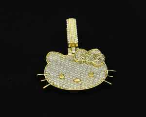 Top haute qualité Leb cultivé diamant pendentif mignon chat pendentif breloque bijoux 925 argent étincelant Kitty accessoire enfant bijoux - Product Image 2