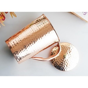 Jarra grande de cobre hecha a mano con diseño único, perfecta para beber agua, vida saludable y accesorios de cocina rústicos - Product Image 4