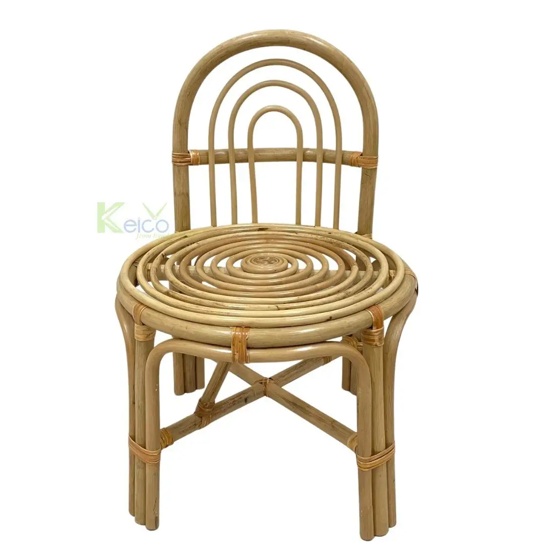 كرسي الخوص المريح الأعلى مبيعًا بالجملة، كرسي راتان صديق للبيئة طبيعي لغرف نوم الأطفال، كرسي ديكور للأطفال من فيتنام