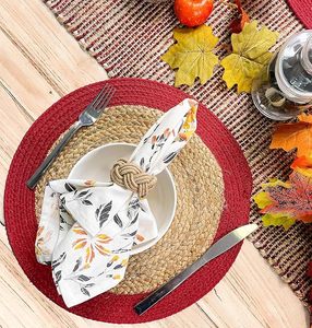Mantel Individual Redondo de Yute y Algodón Trenzado Estilo Verona para Mesa de Comedor, Decoración Navideña, Bodas, Reuniones Familiares y Fiestas - Product Image 6
