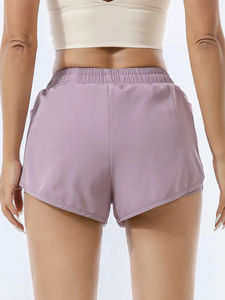Shorts pour femmes à taille haute, 96% nylon, 4% élasthanne, ajustement parfait, avec poche cachée, doublure respirante et design respirant caché - Product Image 4
