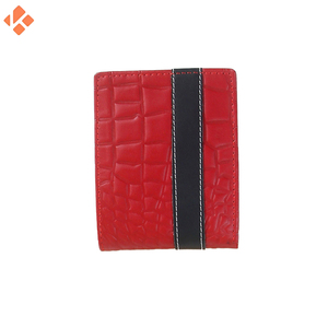 Meilleur portefeuille court en cuir PU à double pli pour hommes de haute qualité avec logo personnalisable fermeture ouverte et motif rayé - Product Image 2