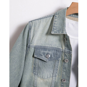 Venta al por mayor de alta calidad de gran tamaño de la moda Casual Jeans Chaquetas de mezclilla Hombres Ropa Plain Dyed Denim Jeans Chaquetas Chaqueta para hombre - Product Image 4