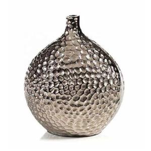 Silver Metal Hammered <b>Tall</b> <b>Vase</b> Modern Tabletop Decorative <b>Flower</b> <b>Vase</b> Perfect for Home Office or Living Room Stylish Decor - Product Image 5