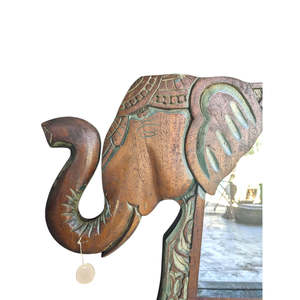 Antique-Style Majestic Elephant Decorative Wall <b>Mirror</b> Luxury Bohemian Modern Handmade Wood Rattan <b>Acrylic</b> for Bathroom Decor - Product Image 3