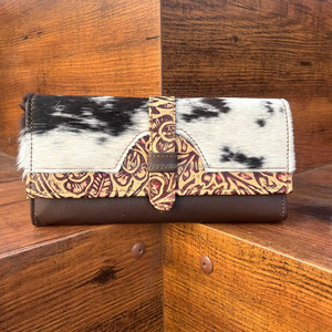 Cowhide หนังหนังแกะสลักกระเป๋าสตางค์คลัทช์เคสโทรศัพท์มีสไตล์มาใหม่ขายร้อนกระเป๋าสตางค์หนังตะวันตกกระเป๋าสตางค์ออกแบบที่ไม่ซ้ํากัน - Product Image 2