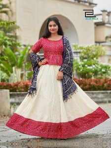 Ensemble ethnique indien Bandhani imprimé Lehenga Choli Dupatta entièrement cousu vêtements traditionnels pakistanais en Satin de coton lourd - Product Image 6