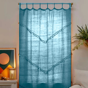 Cortinas de bolsillo de barra opacas sólidas de algodón puro 100% hechas a mano indias para el hogar, sala de estar, baño, ventana, puerta personalizable - Product Image 3