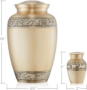 Set of 5 Floral Cremation Urns for Human <b>Ashes</b> - 1 Adult + 4 <b>Keepsake</b> Token Size Silver - Product Image 4