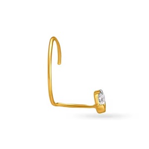 Alfiler de Nariz de alambre de diamante de moissanita redondo, oro amarillo sólido de 14 quilates, hecho en laboratorio, diamantes cultivados, regalo de boda, regalo de aniversario, joyería - Product Image 5